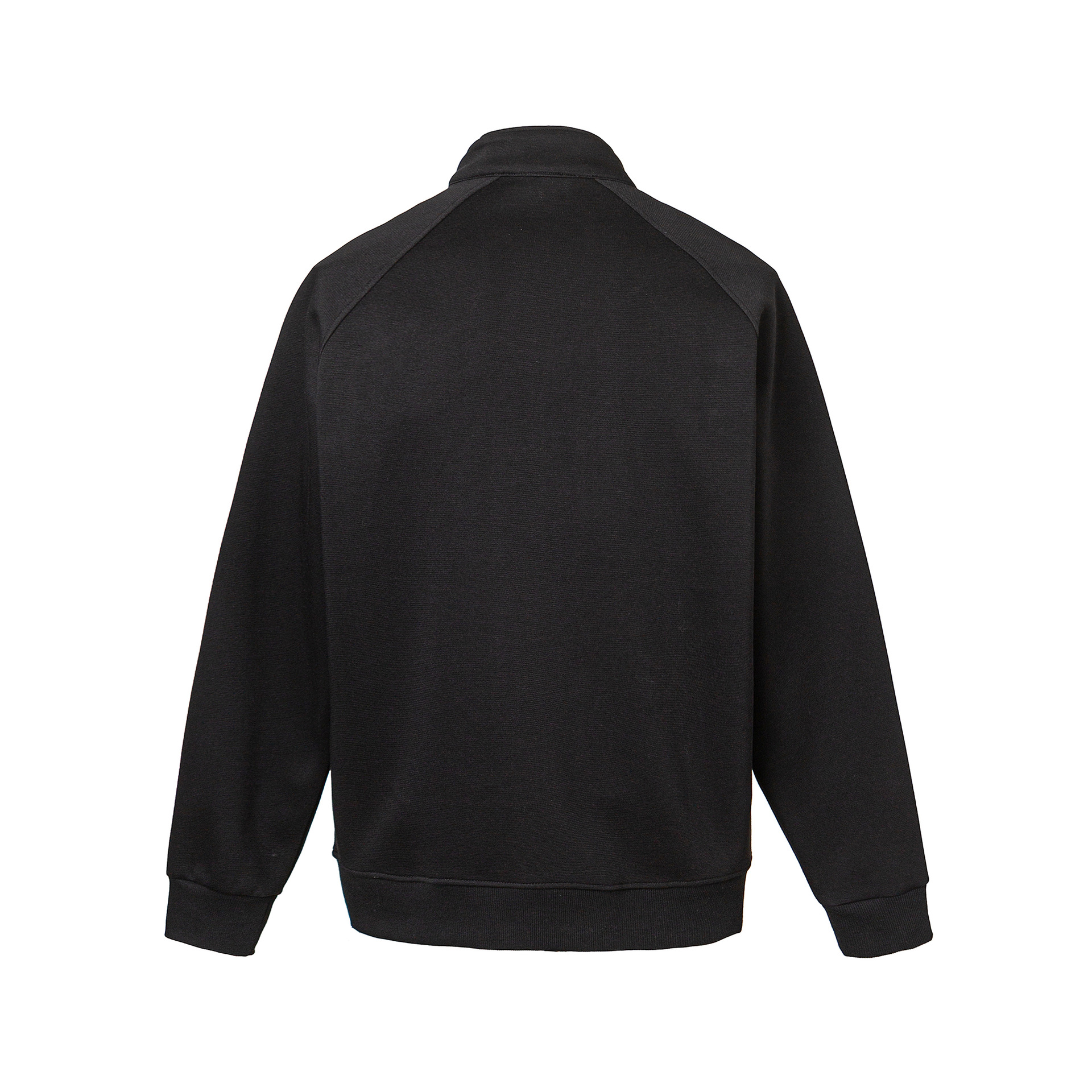 Plain Paneled Band Neck Mid Zipper Hood Sweatshirt