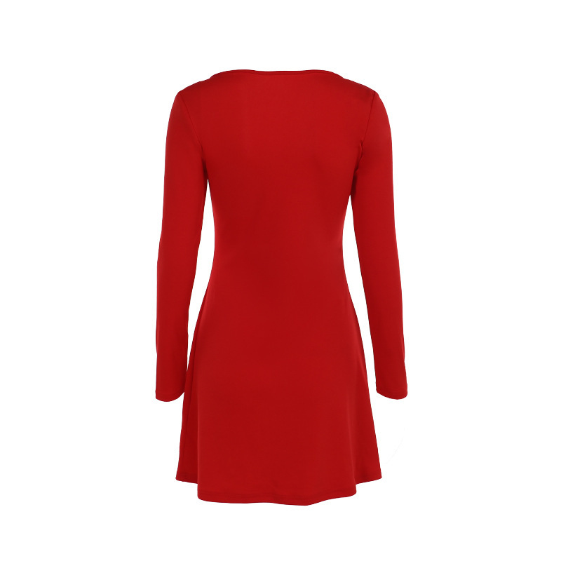 High Waist U-Neck Full Sleeve Office Pencil Dress