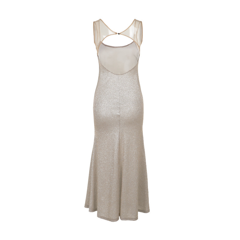 Shimmery Spaghetti Strap U-Neck Bodycon Maxi Skirt