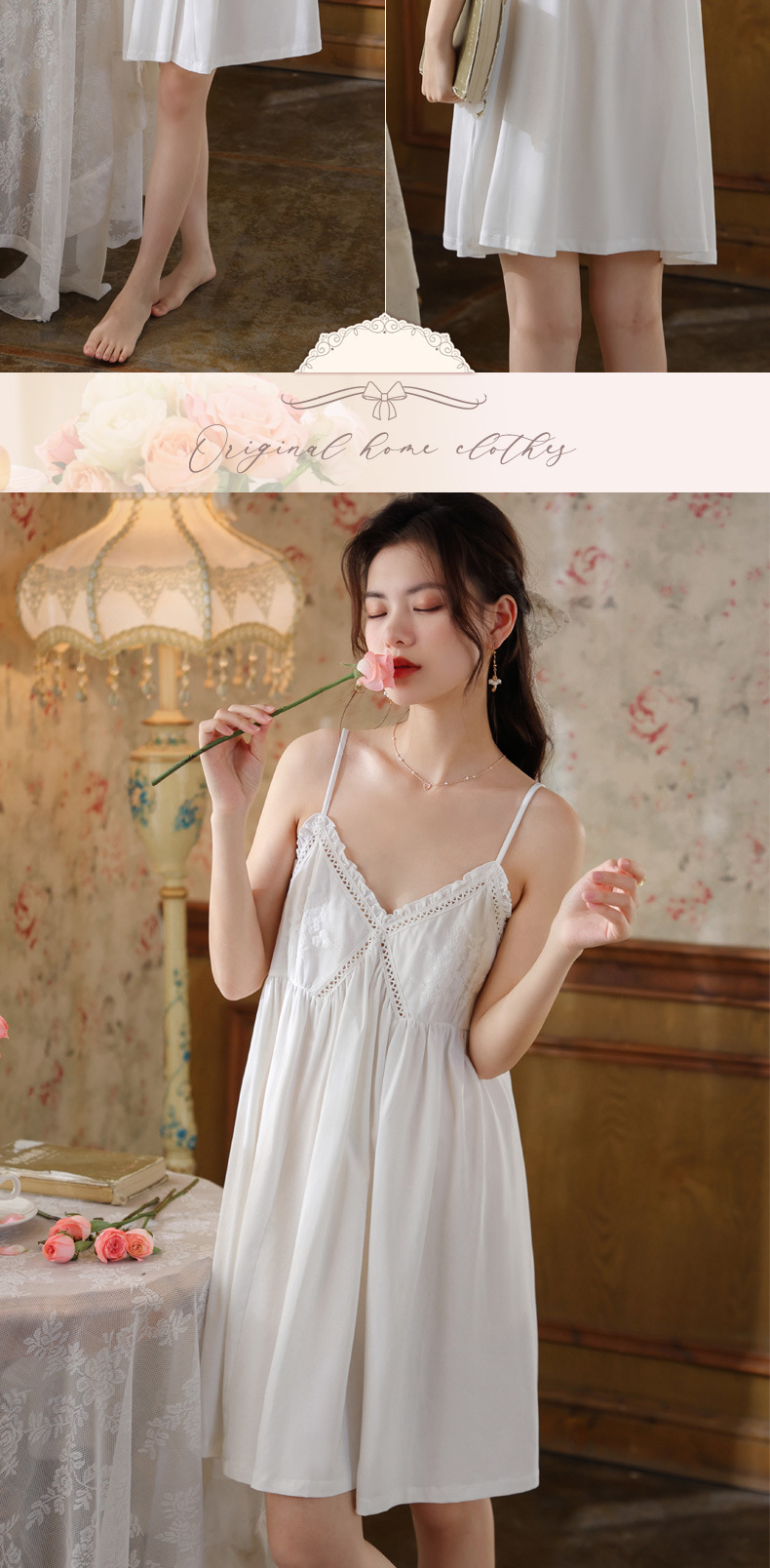 Cotton V-Neck Sleeveless Midi Bust Padded Lounge Dress