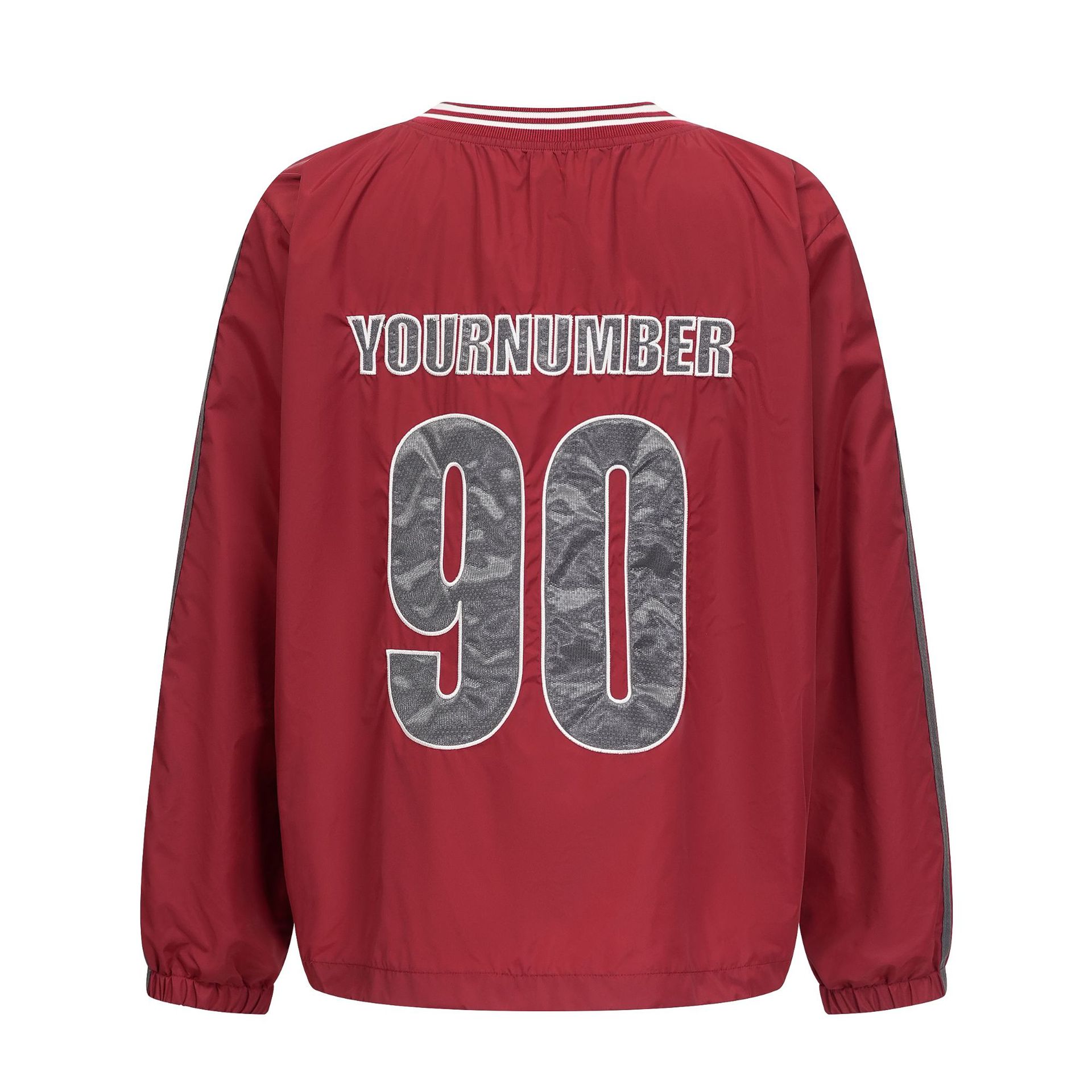 V-neck baseball jersey sweatshirt