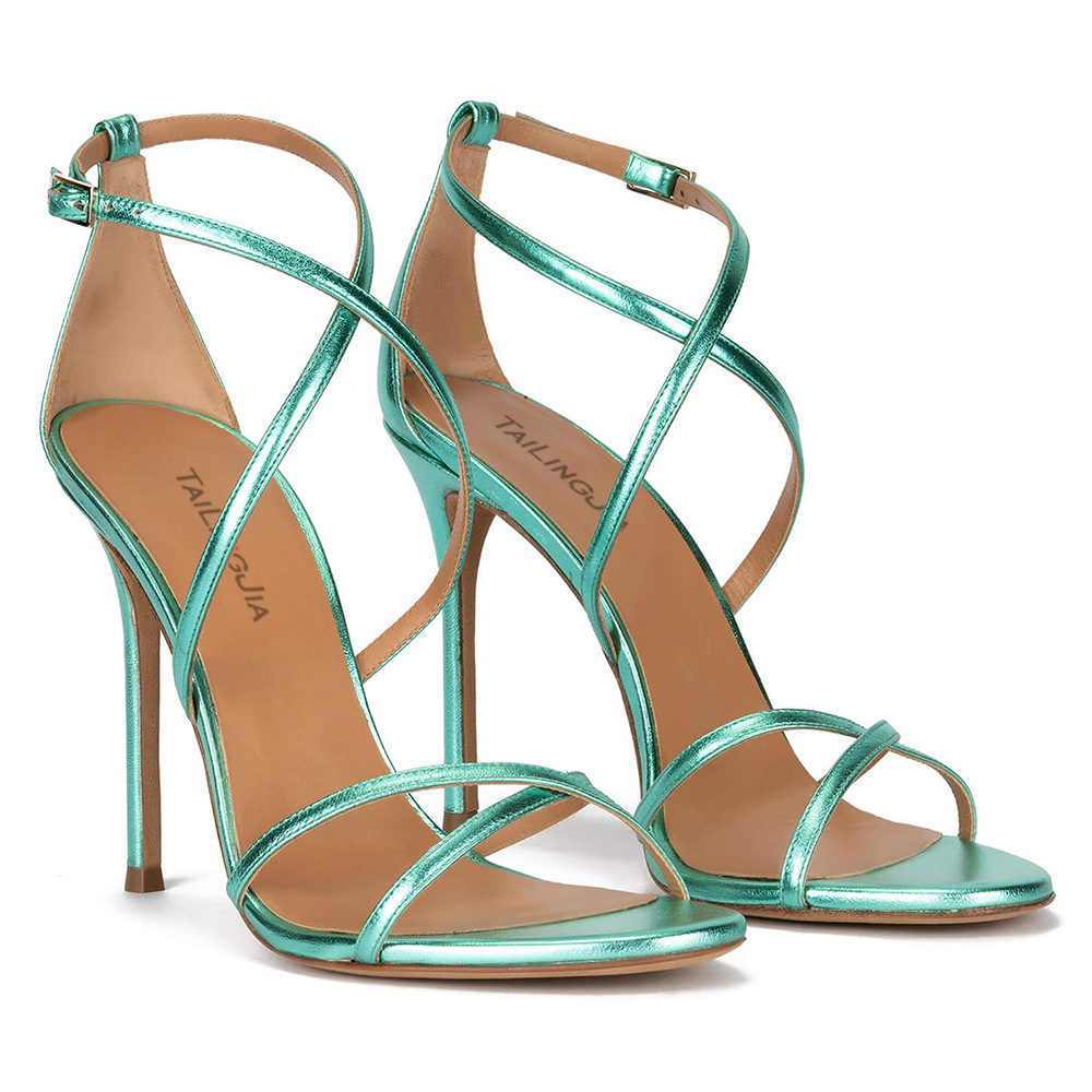 Summer Europe and America Large Round Head Strap Womens High Heel Sandals