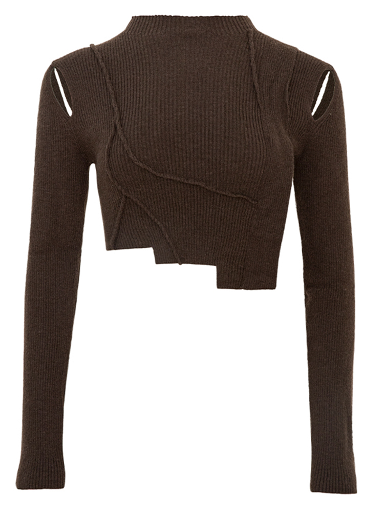 Wool Blend Fitted Crew Sweater