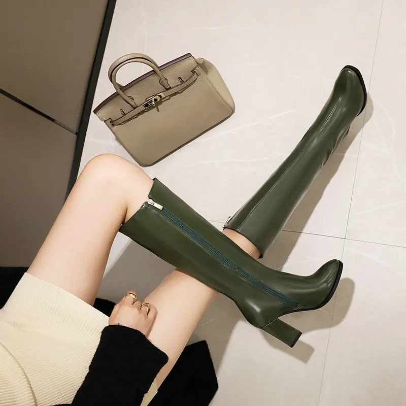 High Heels Fashion Party Night Club Shoes Woman Winter Warm Western Boots Large