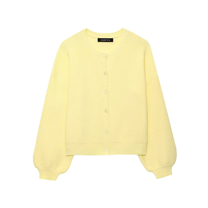 Spring New Style Round Neck Solid Color Loose Fit Pullover Unique Versatile Elegant Commuter Knitwear