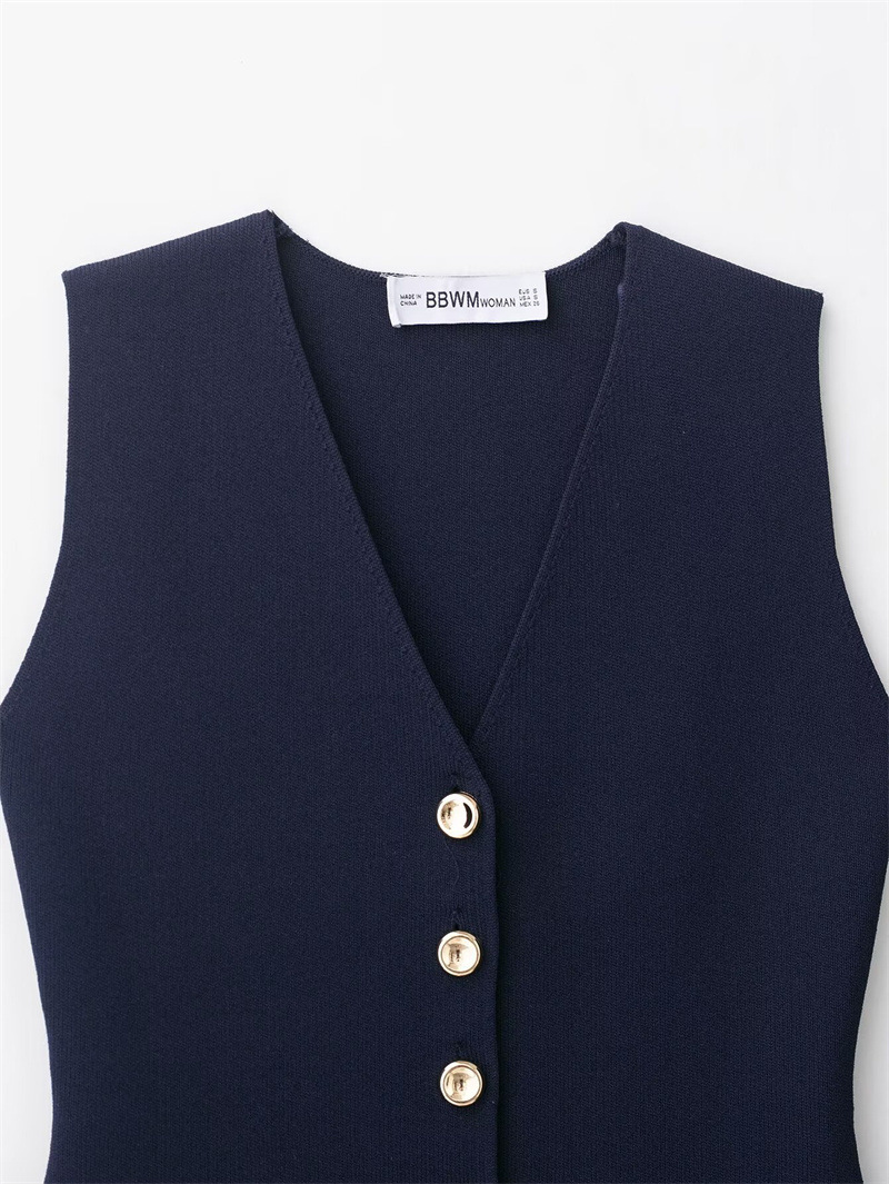 Ladies Button Front V-Cut Vest