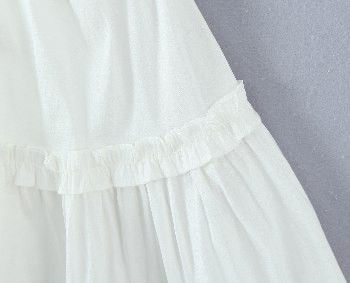 White Bow Layered Dress with Ruched Silhouette and Strapless Design