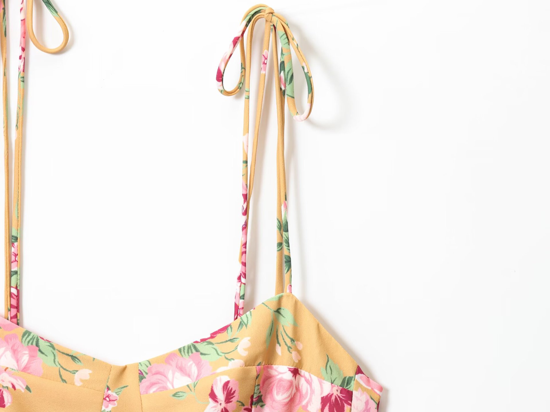 Printed sexy side slit casual strap dress with suspender strap