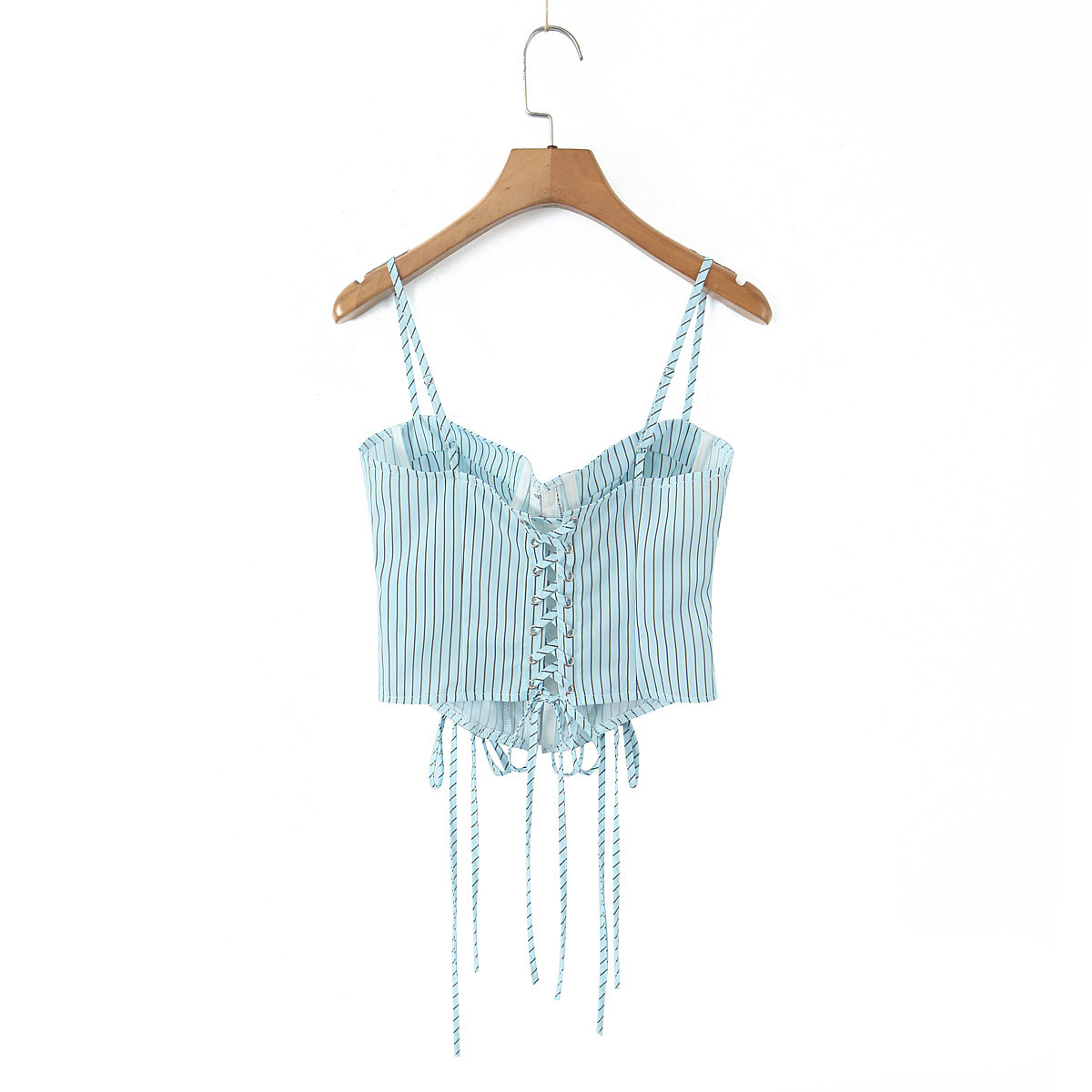 Blue striped chest wrapped small camisole vest