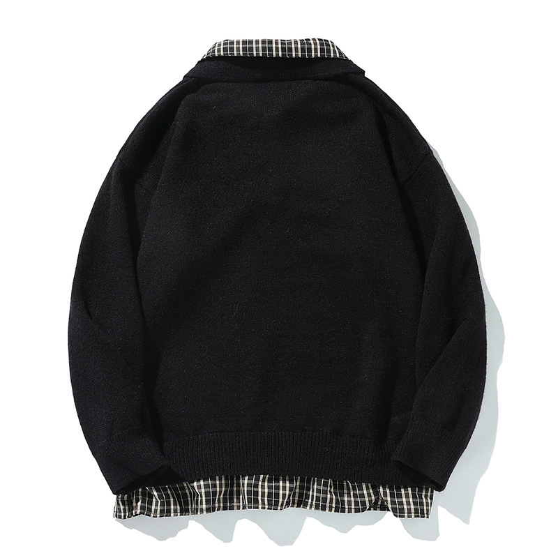 Men's Two-Tone Button-Neck Sweater