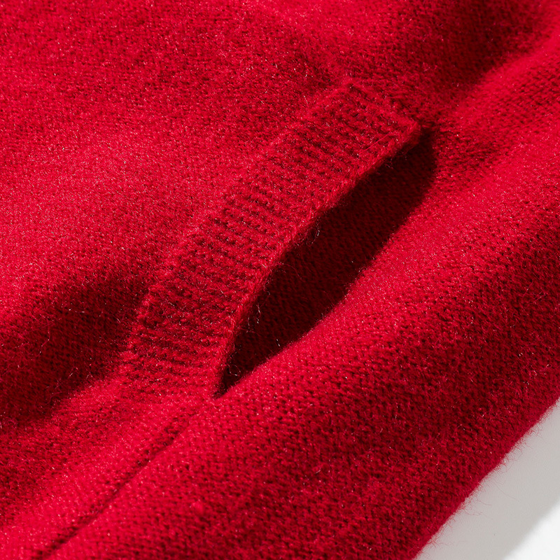 Matching Oversized Furry Trim Jacquard Knit Overcoat