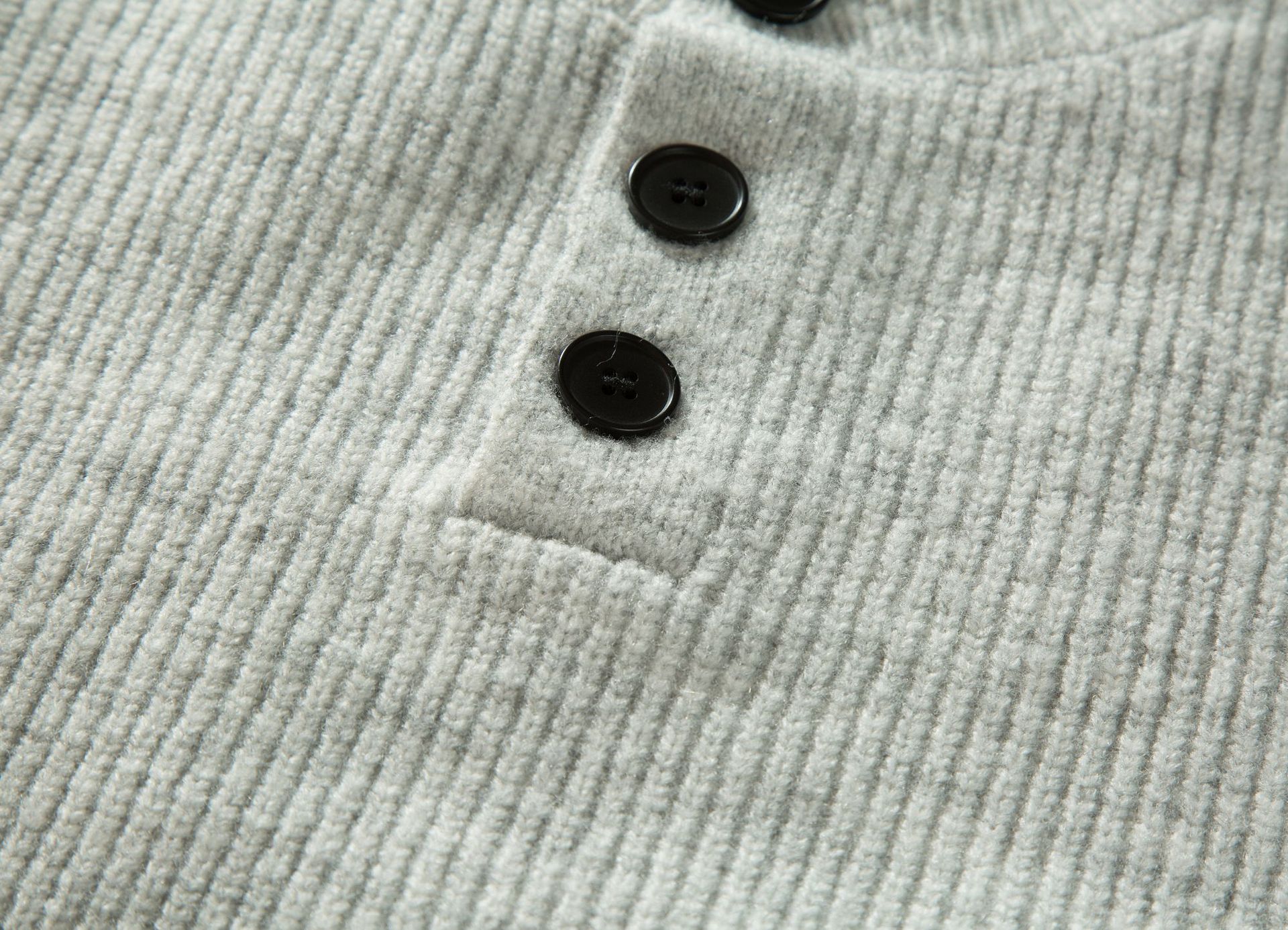 Man's Relaxed Premium Button Placket Polyester Sweater