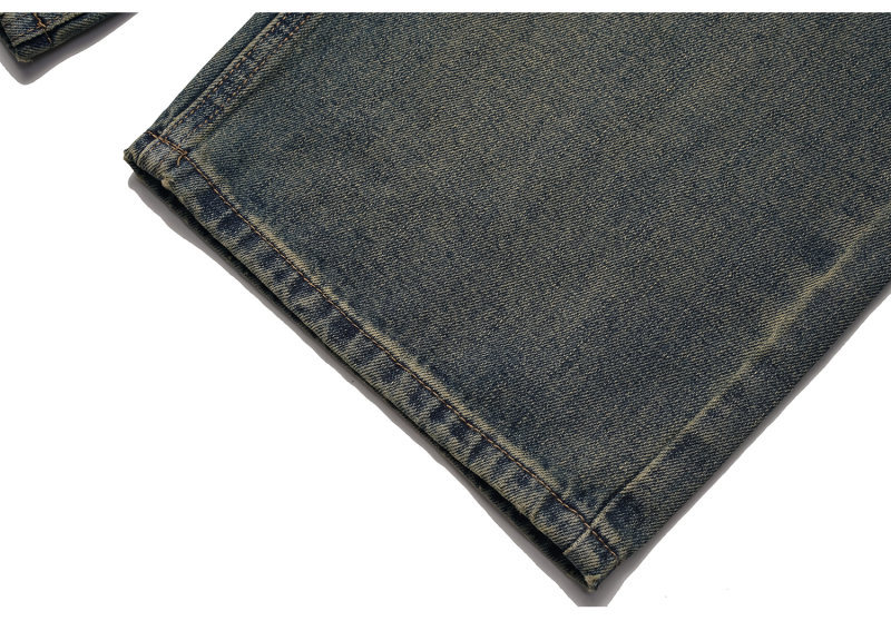 Washed Distressed Yellow Mud Dye Ripped Loose Jeans