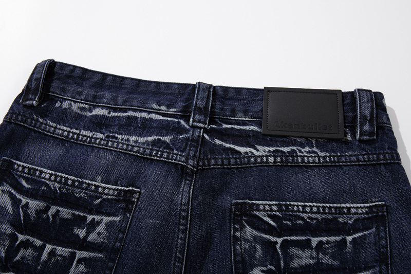 Retro Washed Lightning Pattern Men's Long Pants, INS Autumn Trendy Streetwear, Cool and Versatile Slightly Flared Jeans