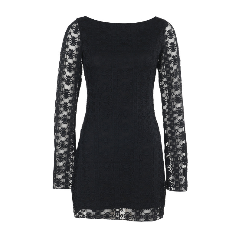 One-Shoulder Long Sleeve Polyester Mini Dress