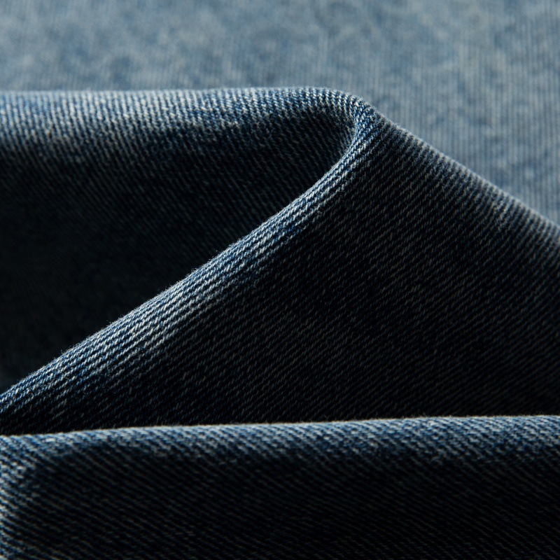 Distressed Relaxed Straight Leg Slightly Wide Washed Raw Edge Denim Pants