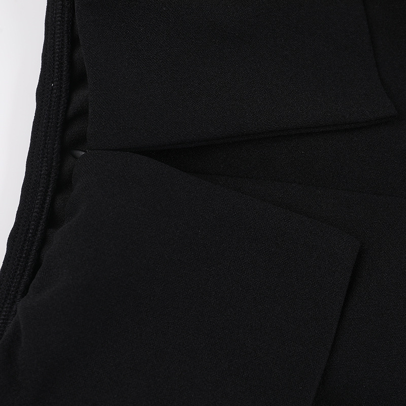 High Waist Single-Strap Long Sleeve Polyester Mini Dress