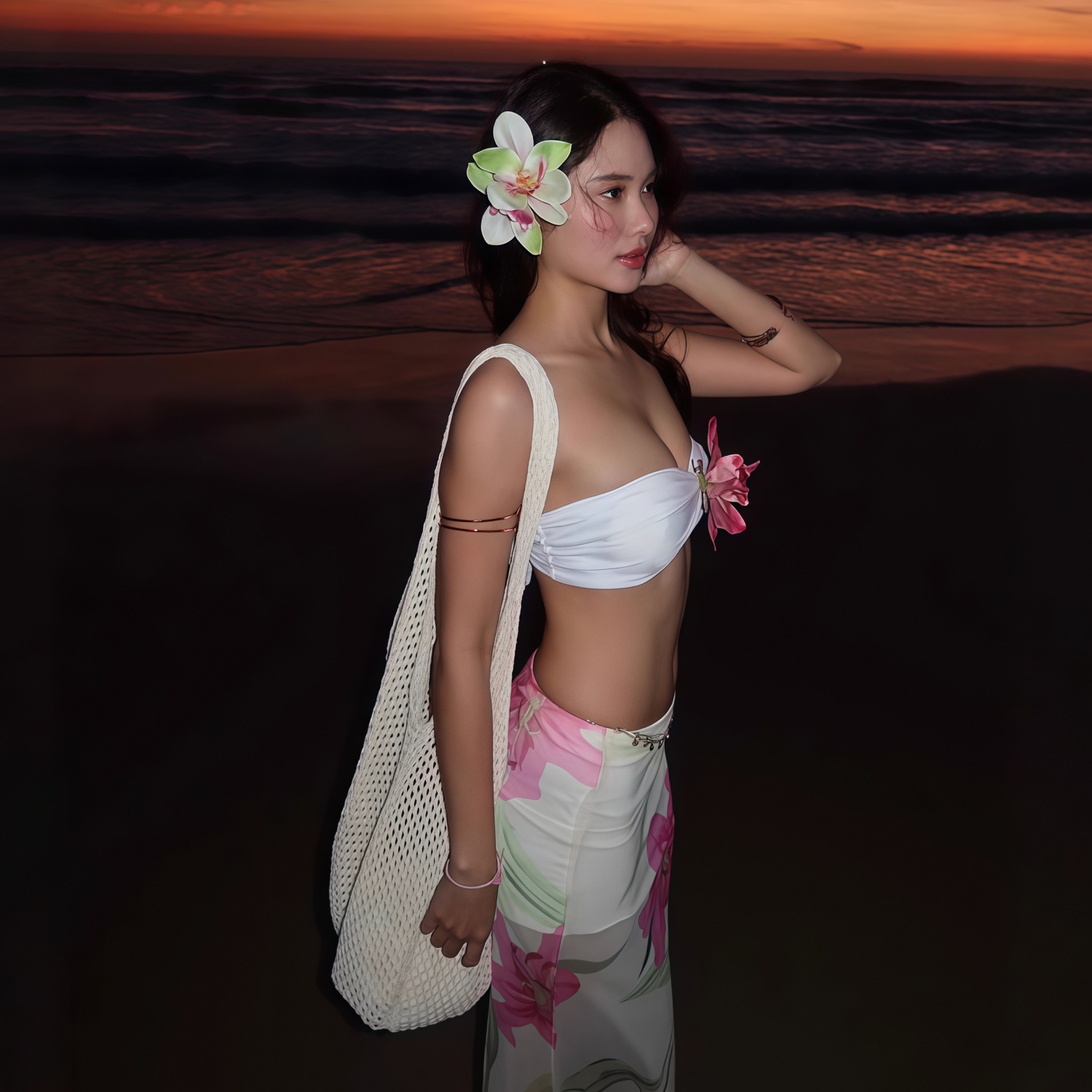 Sheer Patterned Coastal Flowy Mini Skirt