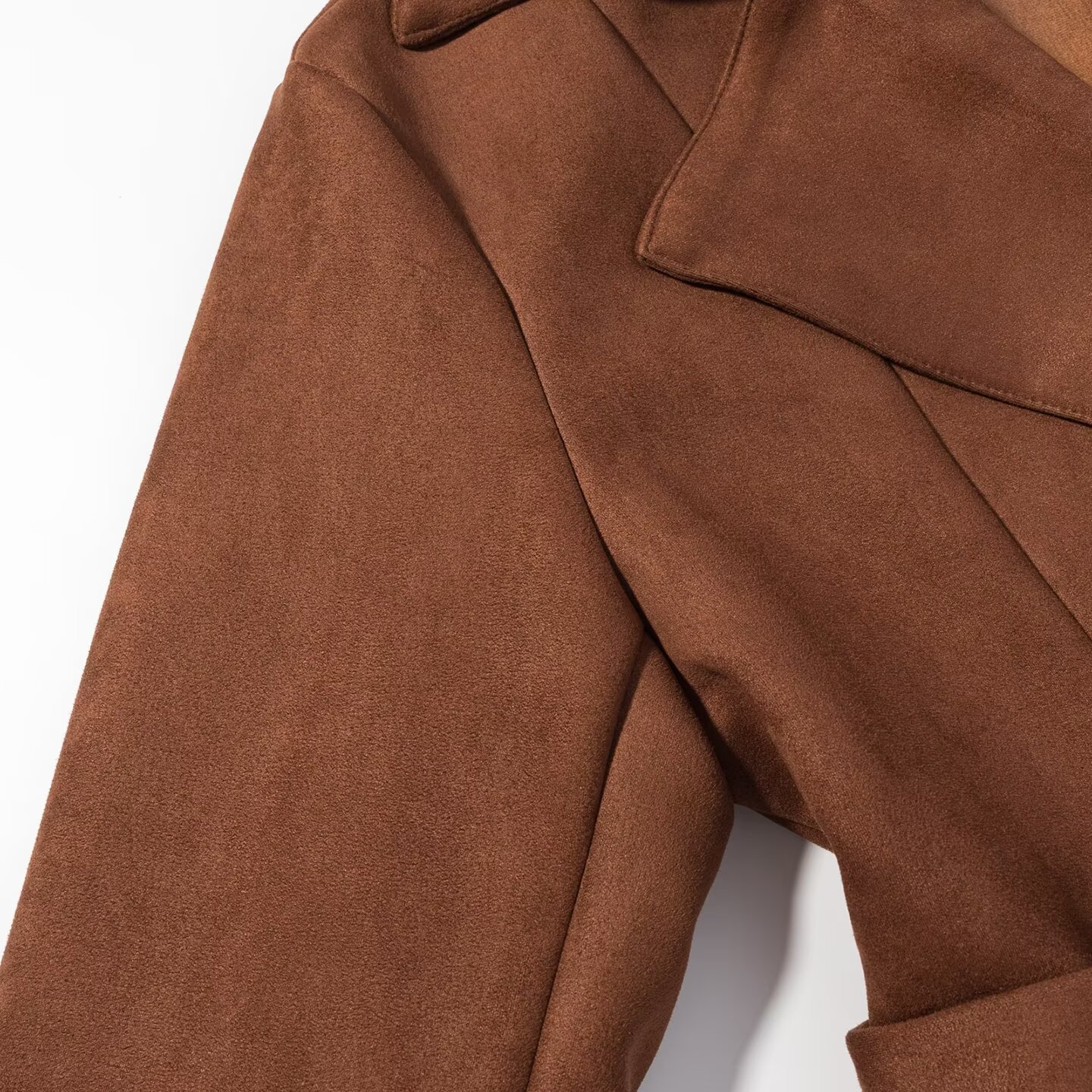Collar suede texture double breasted jacket