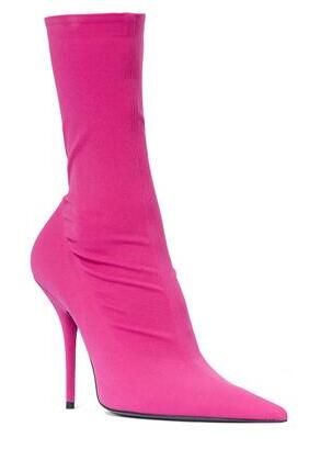 Floral Print Sexy Stiletto Sock Women Booties Stretch Pointed Toe High Heels Ankle Boots Fashion Botas Shoes Women Big Size 44