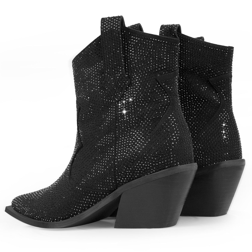 Processing time:7-15days after placing orders GCYFWJ Fashion Rhinestone Women Ankle Boots For Woman Pointed Toe Western Cowboy Botas De Mujer Square Heel Party Shoes Botines