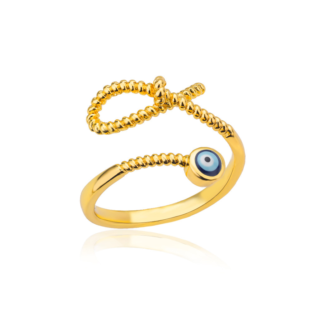 Turkish Zircon Evil Eye Rings For Women Open Adjustbale Gold Plated Stainless Steel Ring Couple Rings Wedding Jewelry Bague