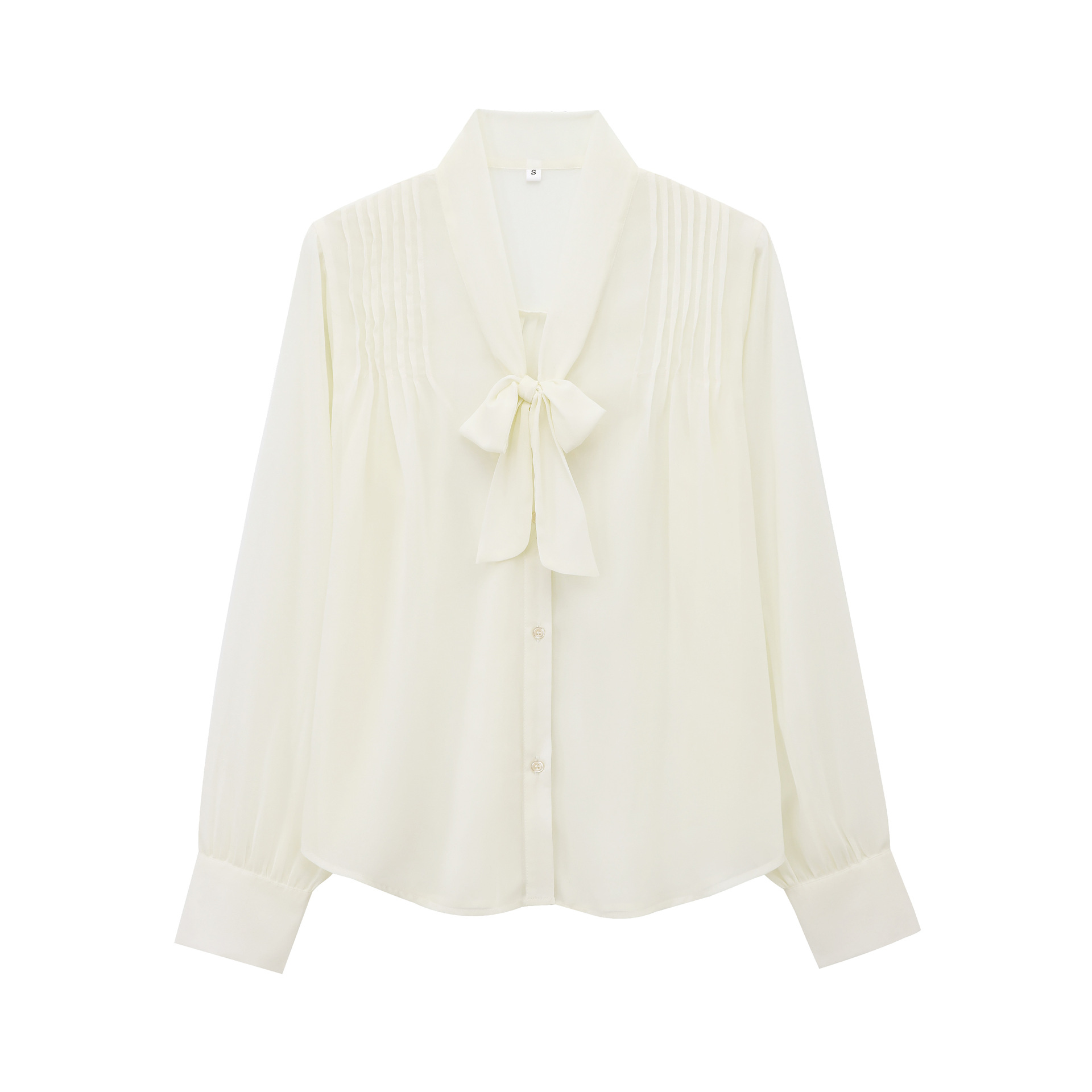 Solid Sheer Textured Plunge Ribbon Tie Shirt