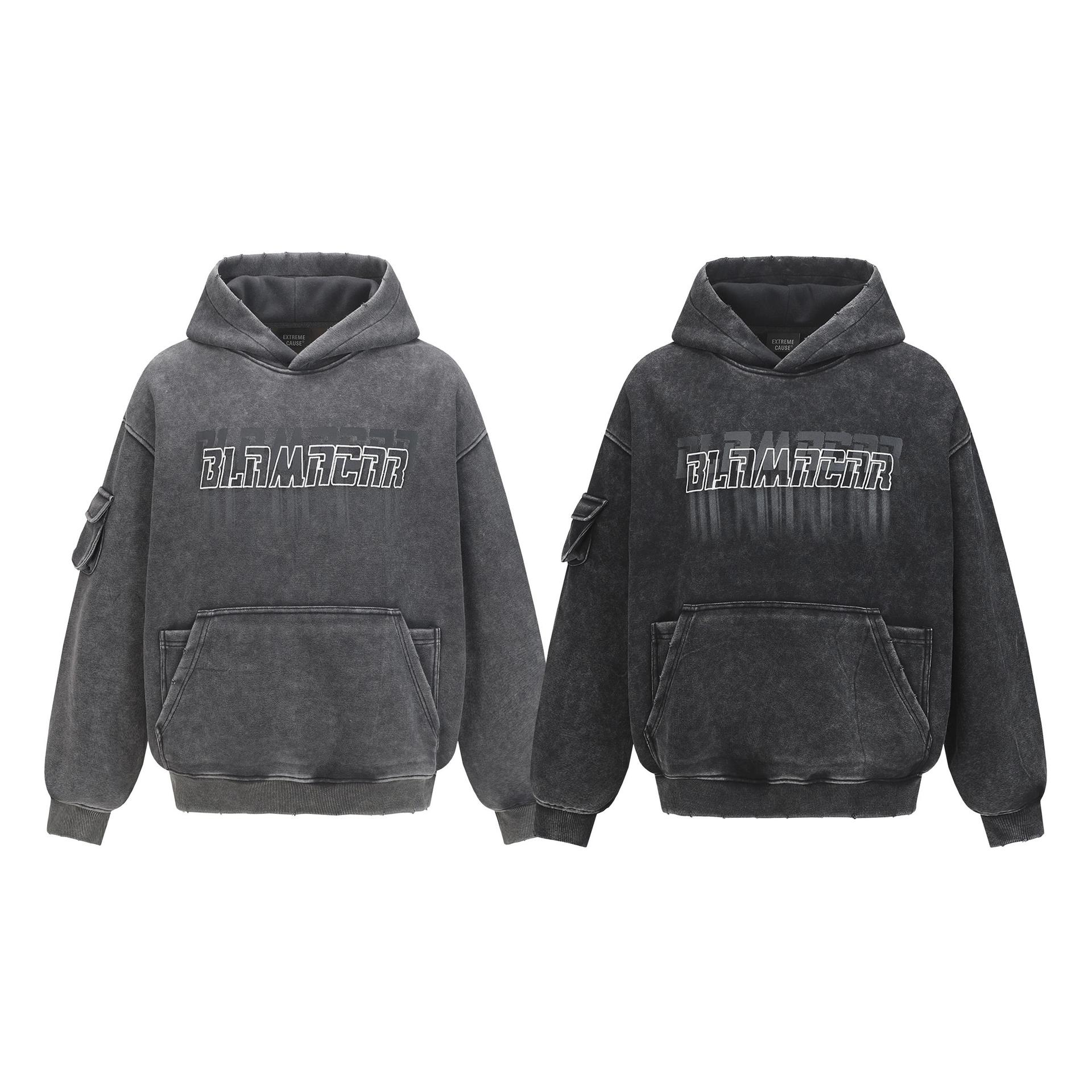 Retro Graphic Faded Cotton Polyester Hoodie