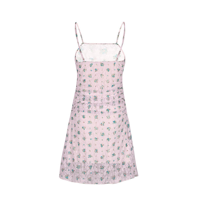 Tube Fitted Patterned Open-Back Mini Dress