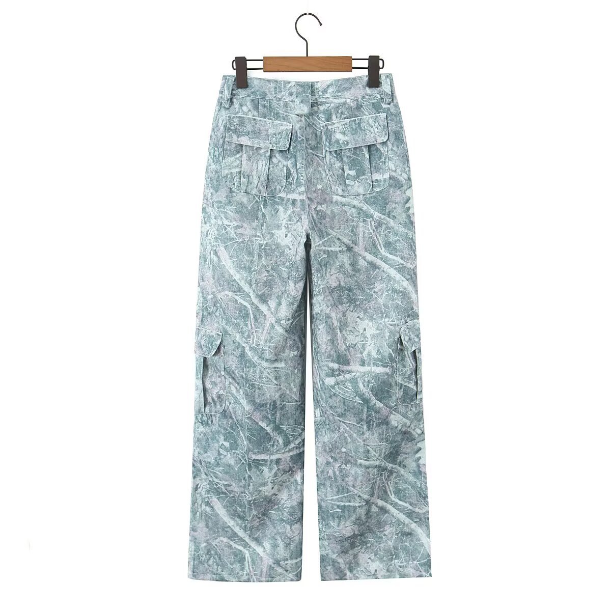 Versatile 3D pocket camouflage wide leg pants for slimming women
