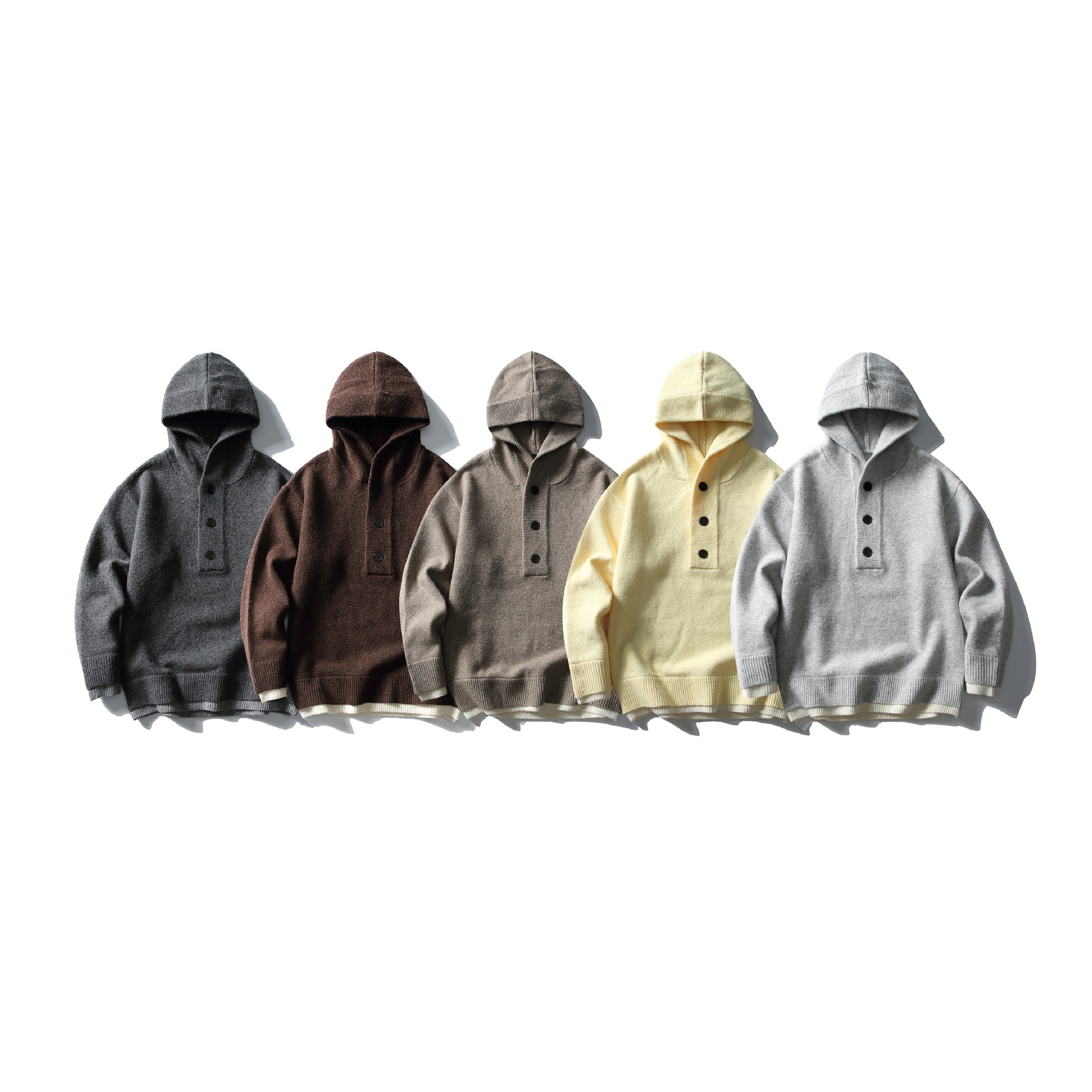 Premium Faux Layered Partial Zip Hood Sweater