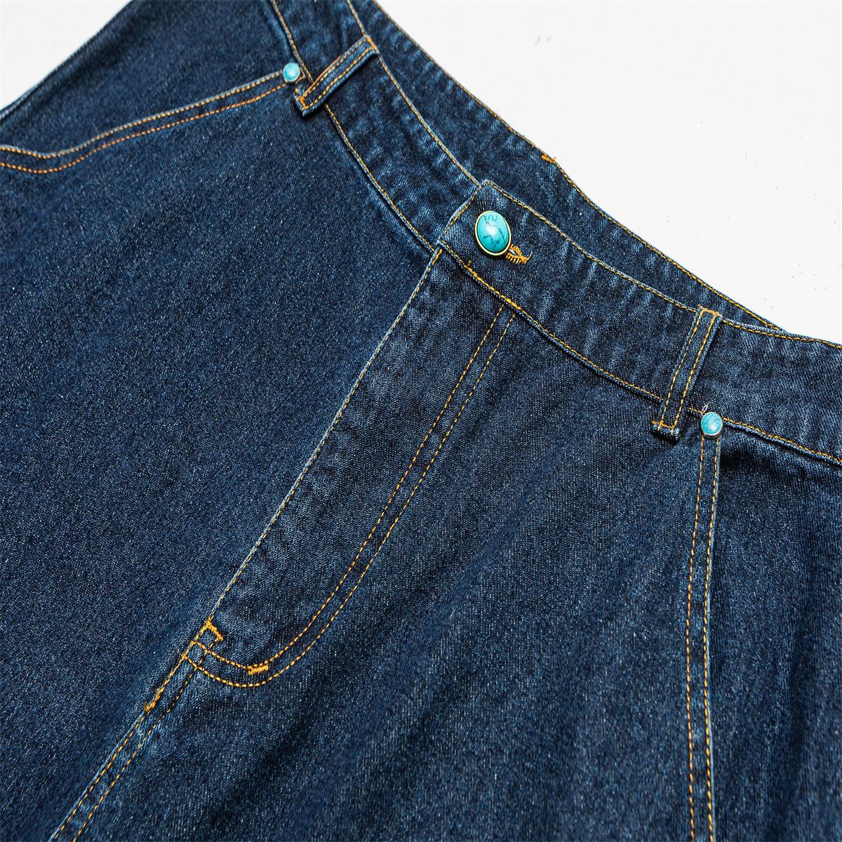 Casual Loose Fit Wide Leg Washed Denim Pants