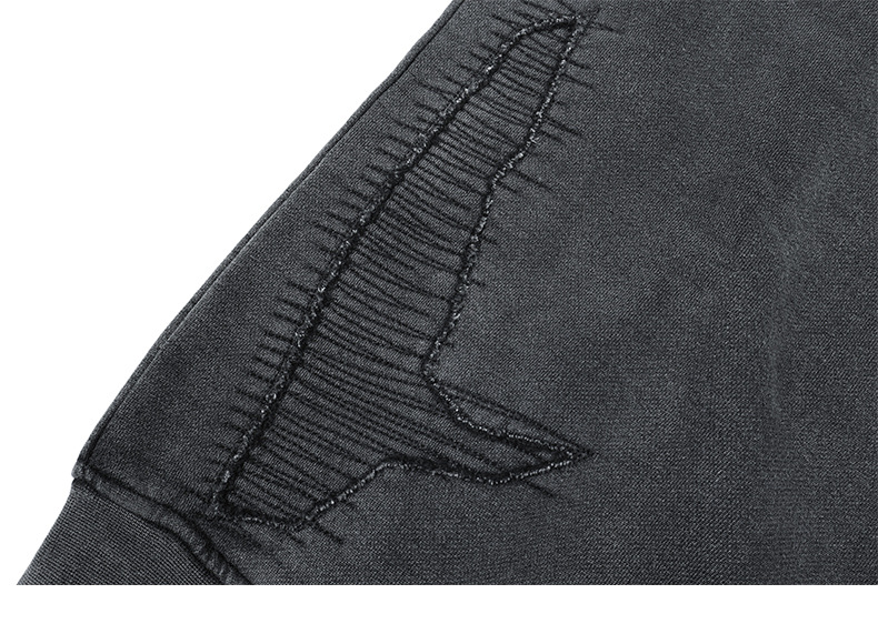 Distressed Loose Fit Cotton Crest Crewneck Hoodie