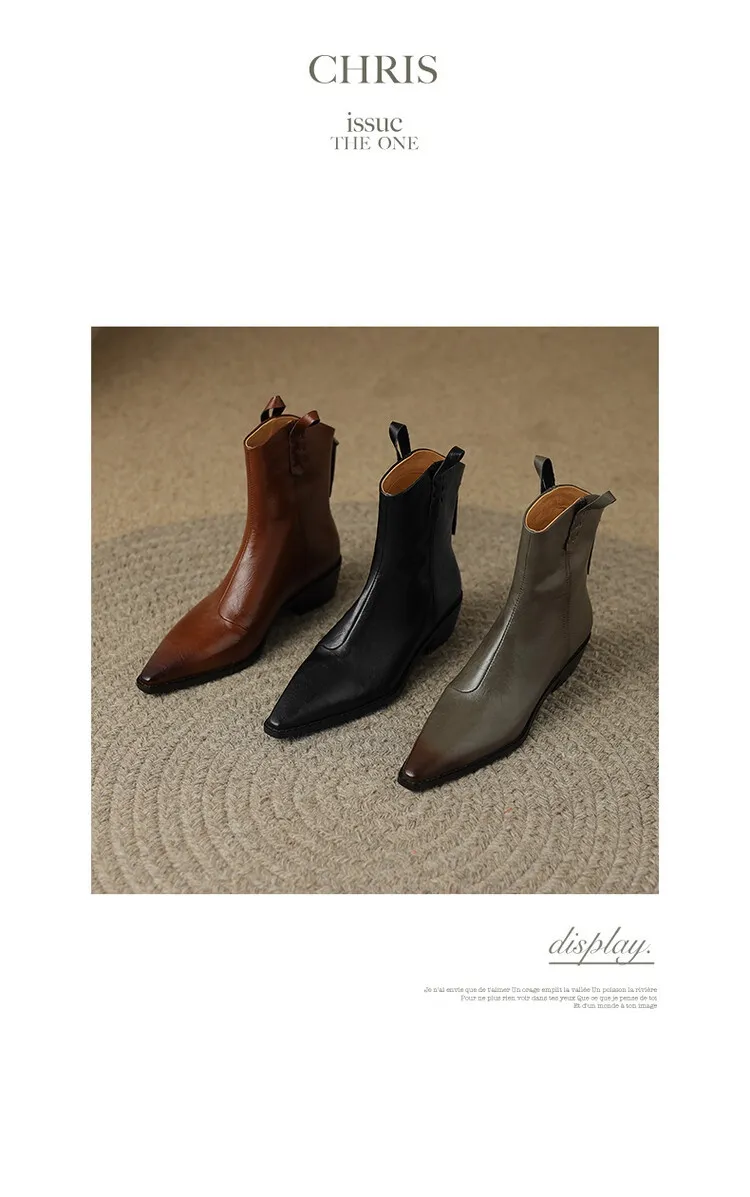 Ladies Tapered Cowgirl Microfiber Block Ankle Boots