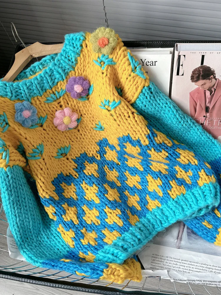 Artisan Floral Wool Blend Sweater