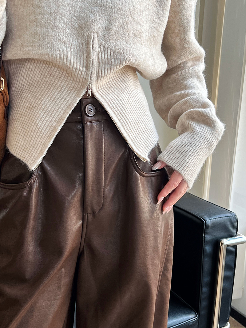 Korean Solid Long Sleeve Loose Crew Sweater