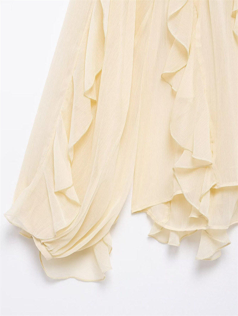 Oversized Solid Ruffled Full Sleeve Shirt