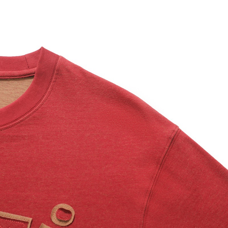 Letter sticker color blocked loose small collar short sleeved T