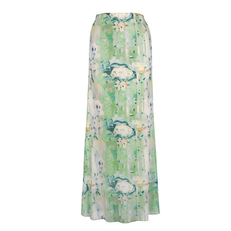 Polyester Patterned Mid-Rise Skirt