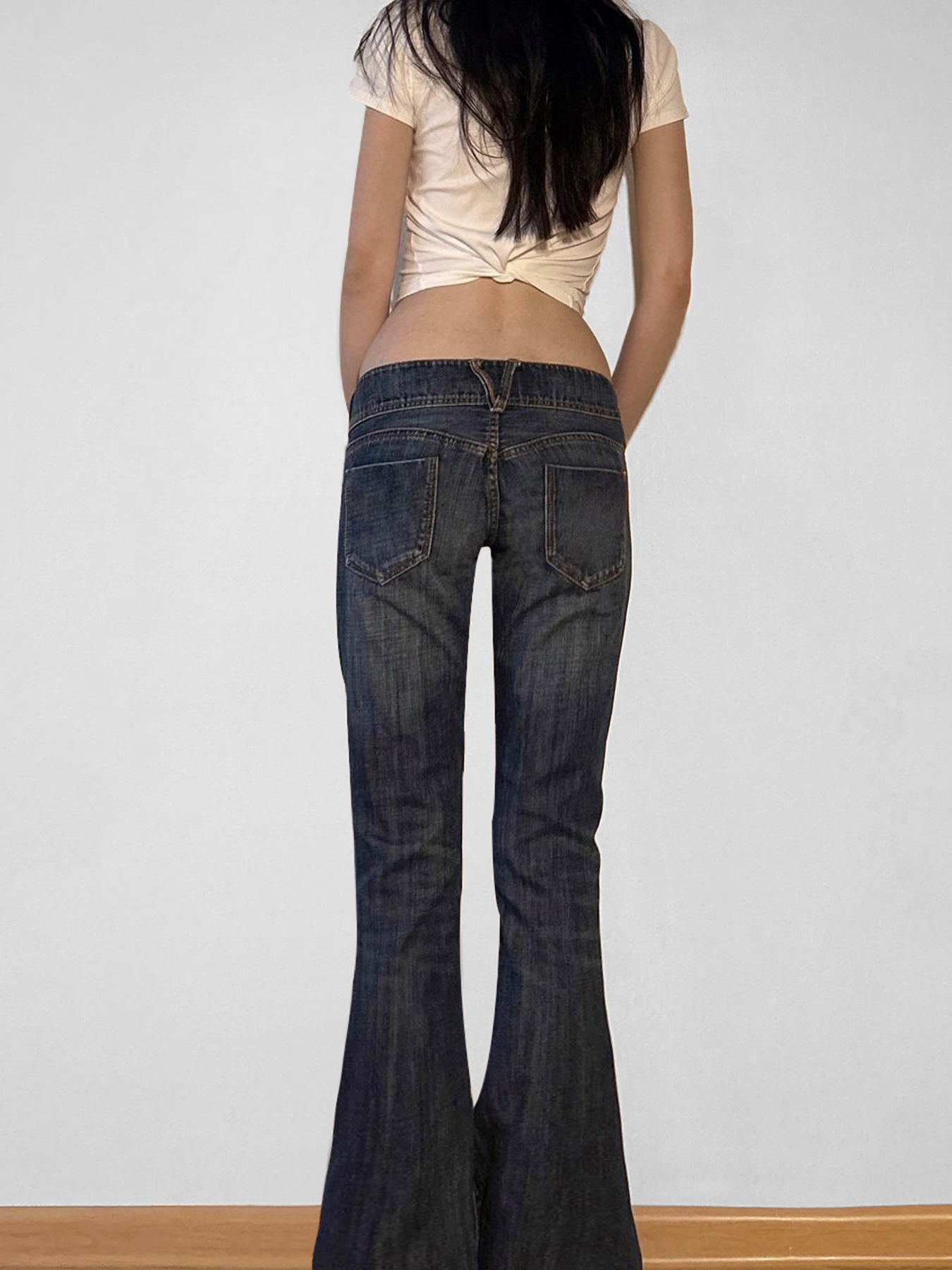 Workwear Hipster Bell-Bottom Washed Jeans
