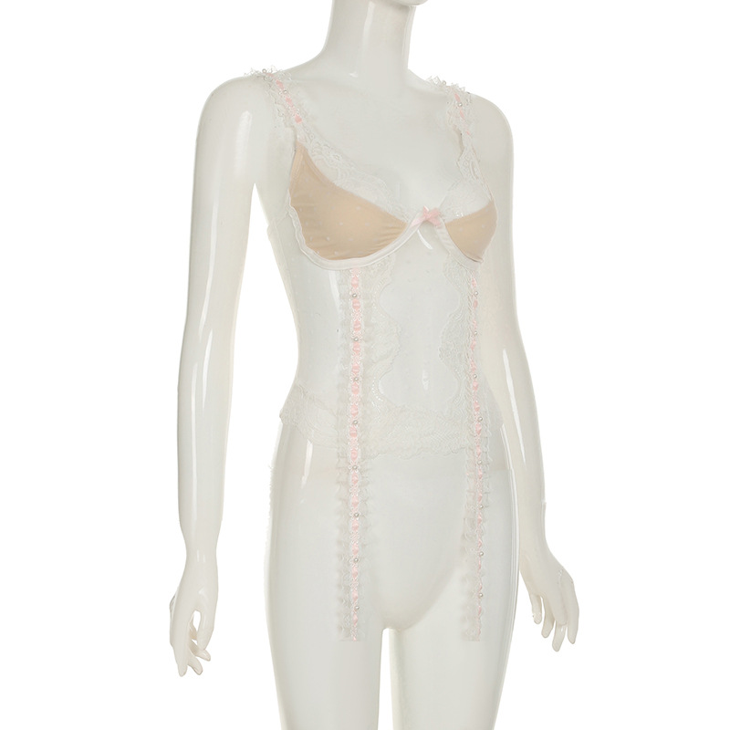 Sheer Plunge Cami Featuring Cutout Panels & Thin Straps