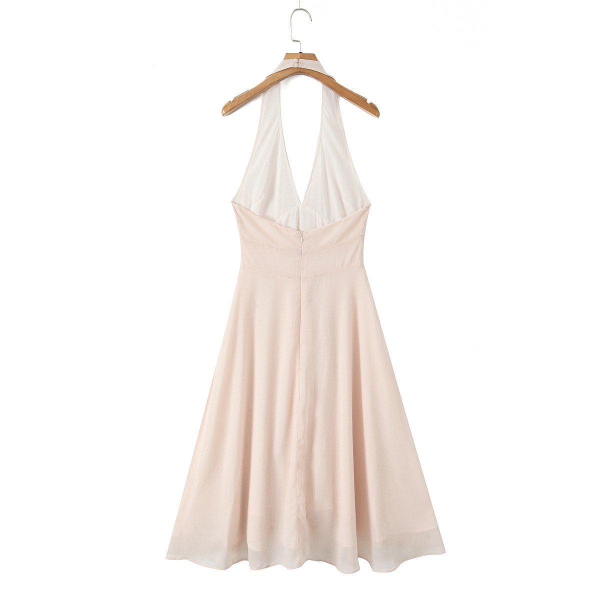 Sleeveless Halter Low-Back Fitted Dress