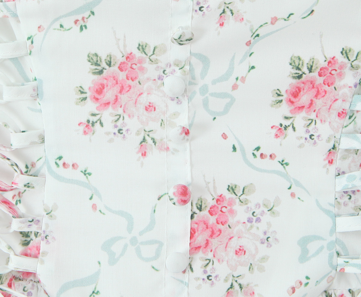 Sleeveless Botanical Print Midi Dress With Ribbon Tie