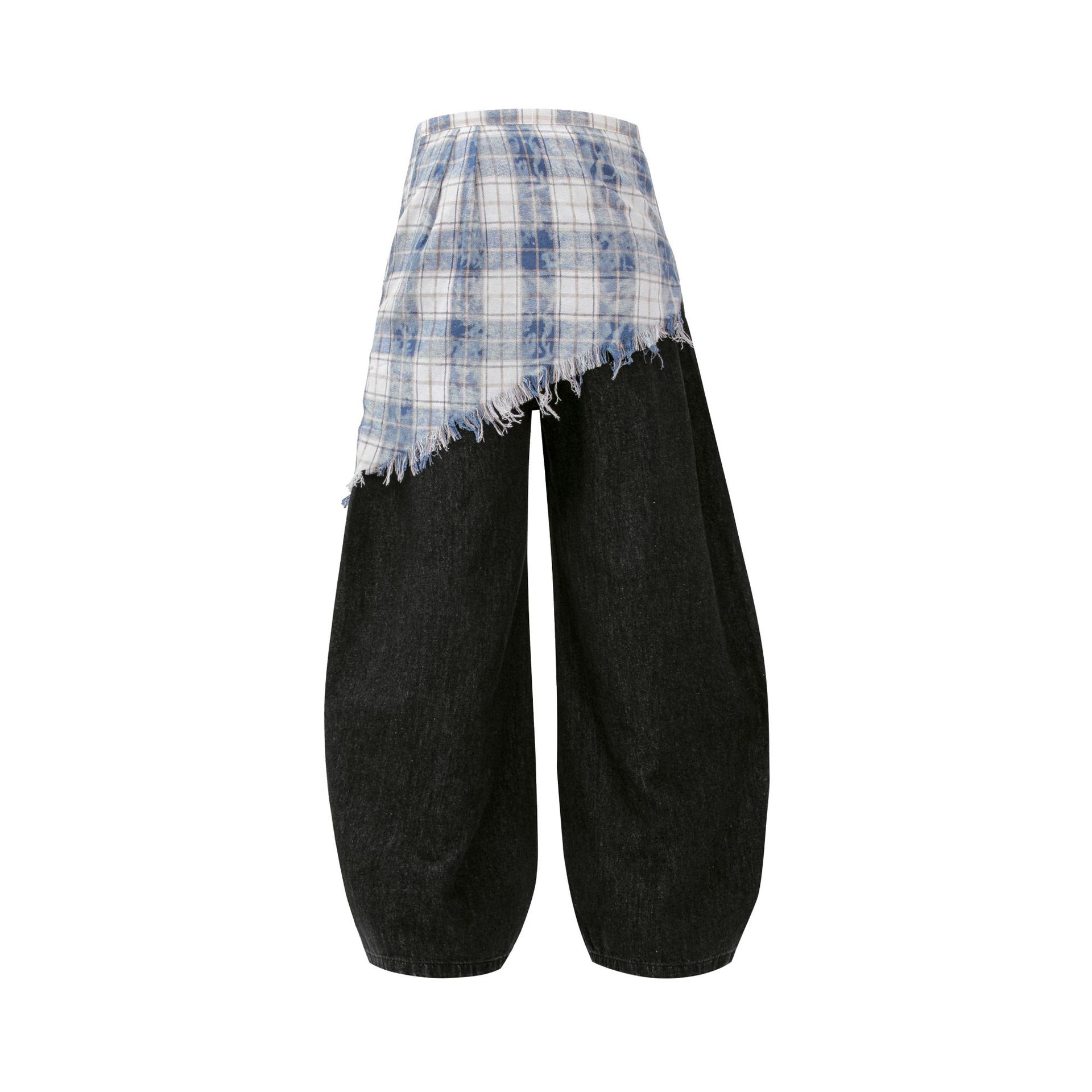 Street Style Vintage Raw Denim Deconstructed Design Men's Loose Cut-Off Jeans