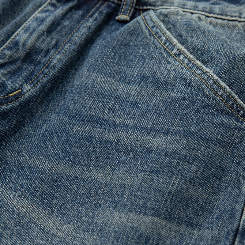 Loose Vintage Washed Catwhisker Denim Tapered Casual Pants