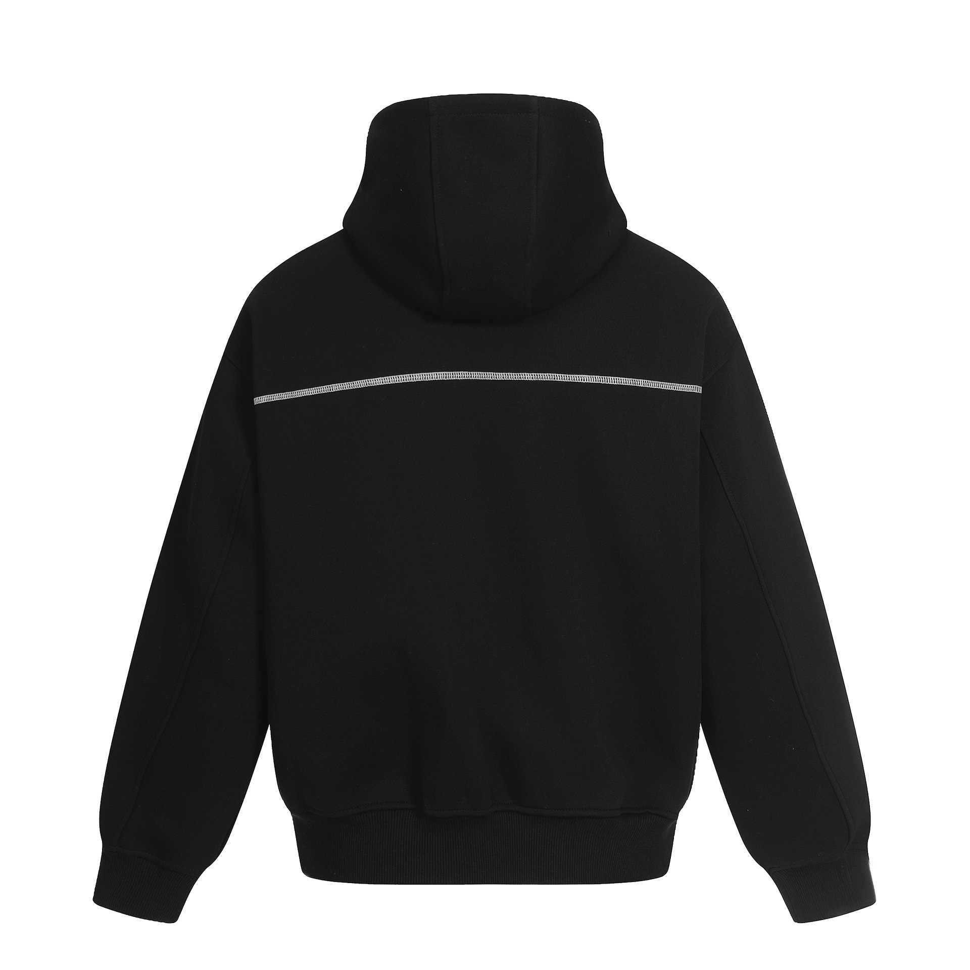 Oversized Streetwear Solid Cotton Zippered Raw Edge Hoodie