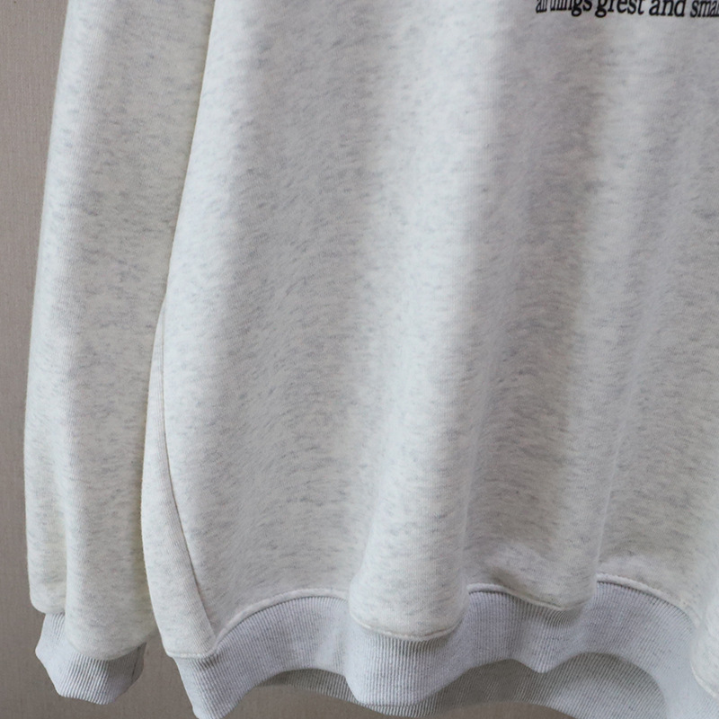 Casual Loose Fleece Lined Hoodie with Letter Print Round Neck Style Women's Sweatshirt
