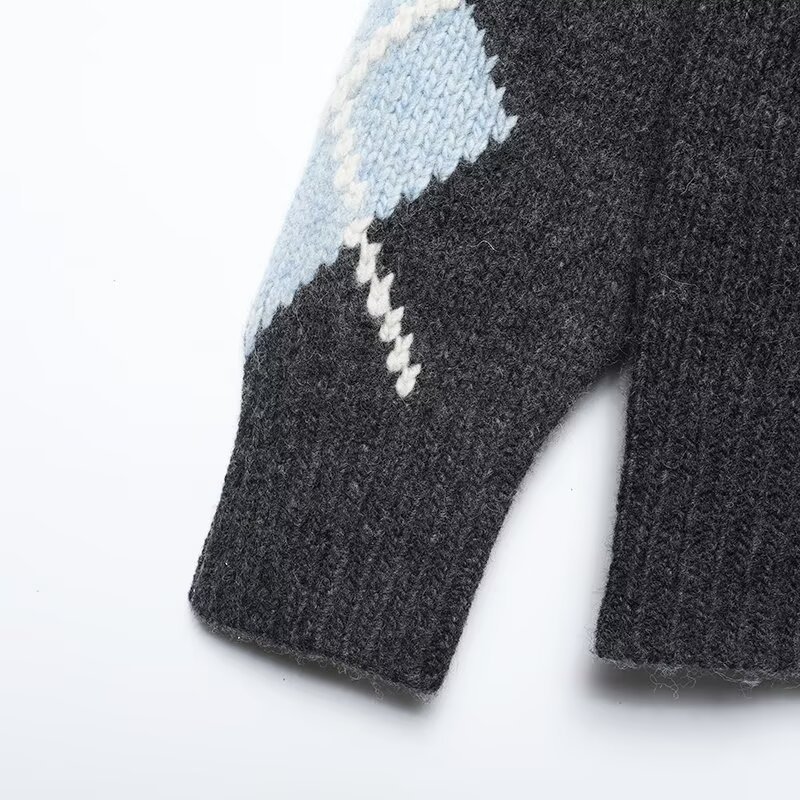 Argyle Knit Cardigan