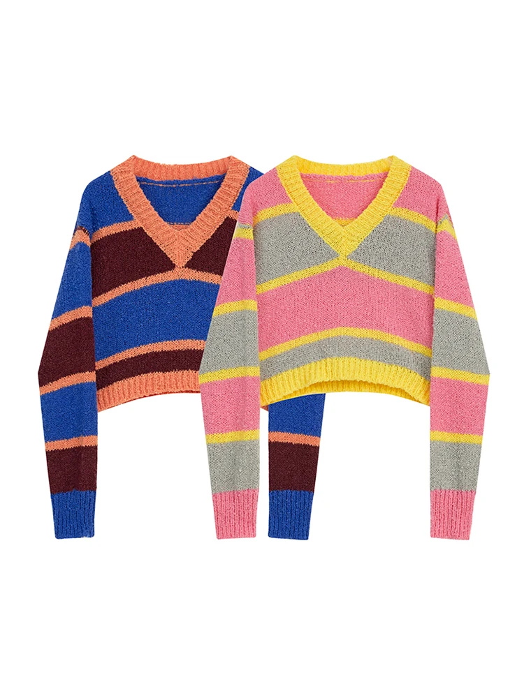 Ladies Colorful Banded Sweater Daily Wear