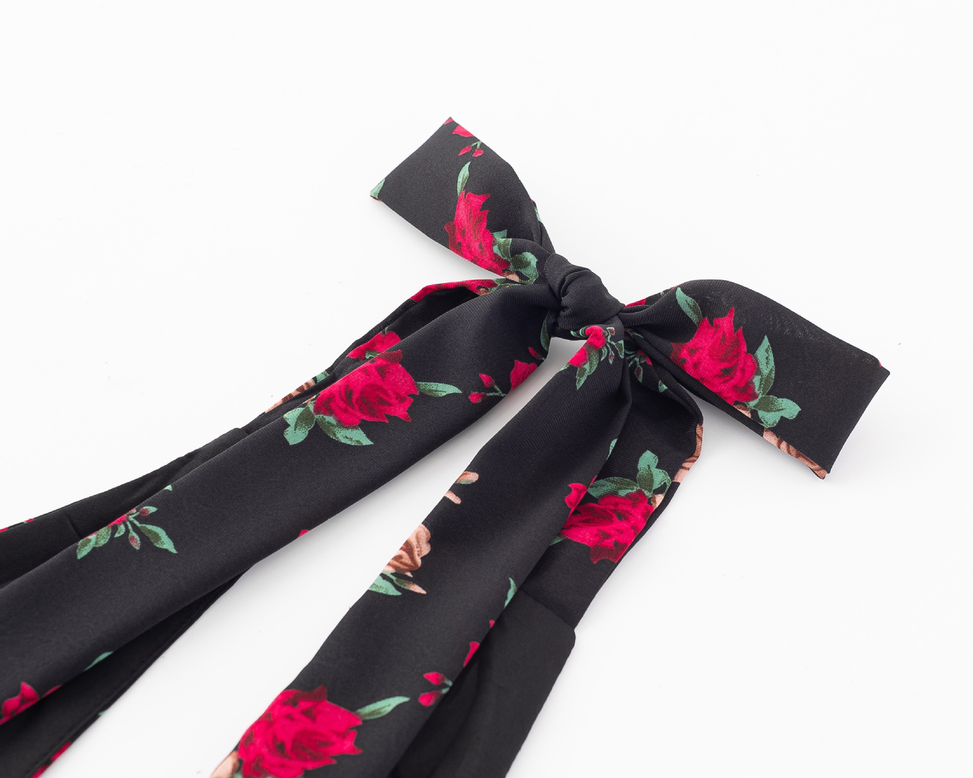 Tie-Shoulder Black Base Printed Long Dress
